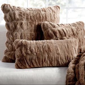 Pottery Barn Faux Fur Ruched Lumbar Pillow Cover